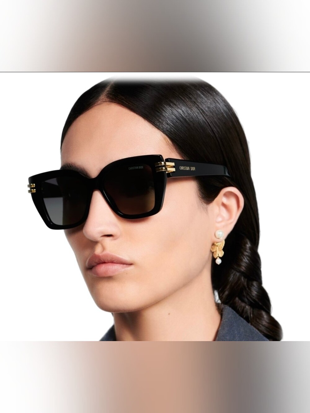 Dior Black Cat-Eye Sunglasses with Gold Accents